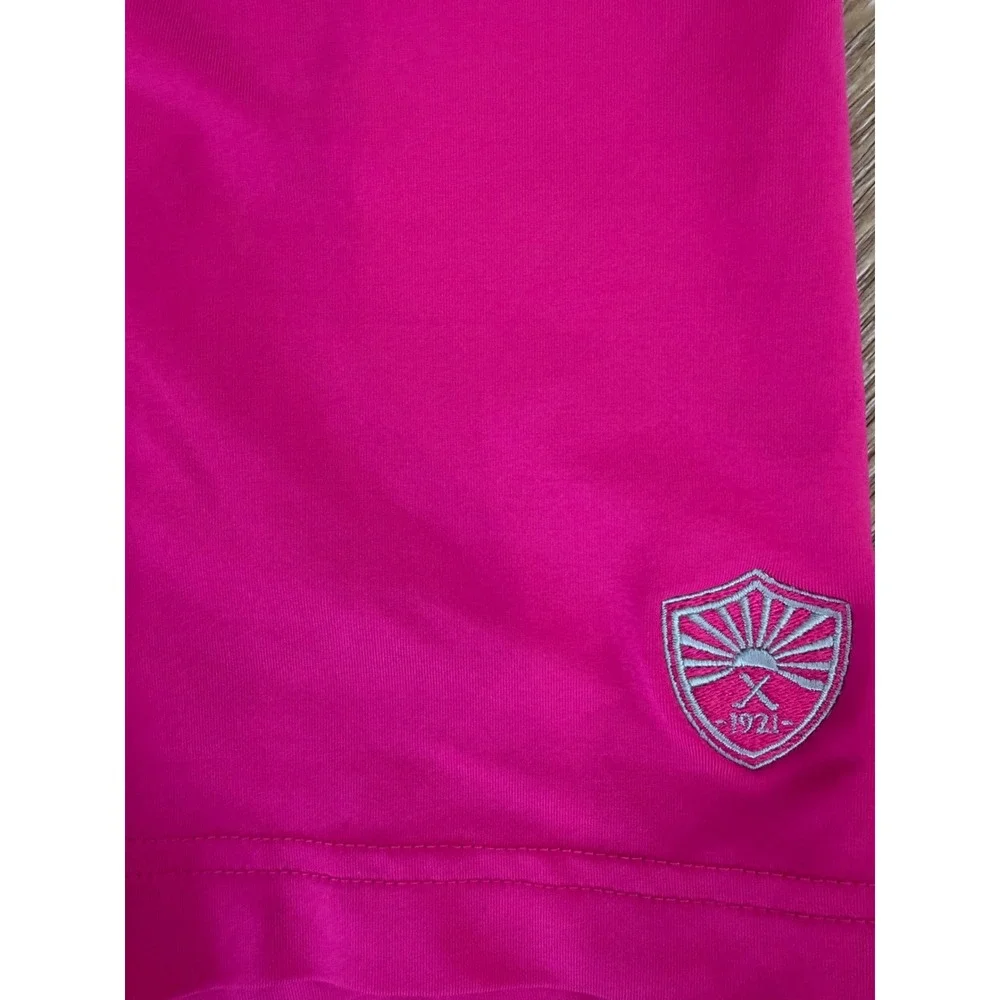 Adidas Gorpcore Preppy Golf Polo Shirt Mens L Pink Navy Blue Striped Colorblock